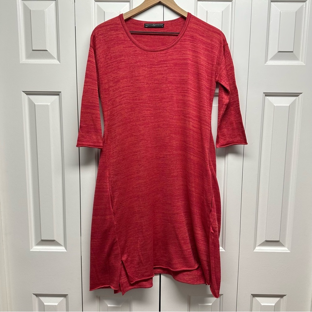 PERUVIAN CONNECTION‎ 100% Pima Cotton Knit Dress Red Size Small